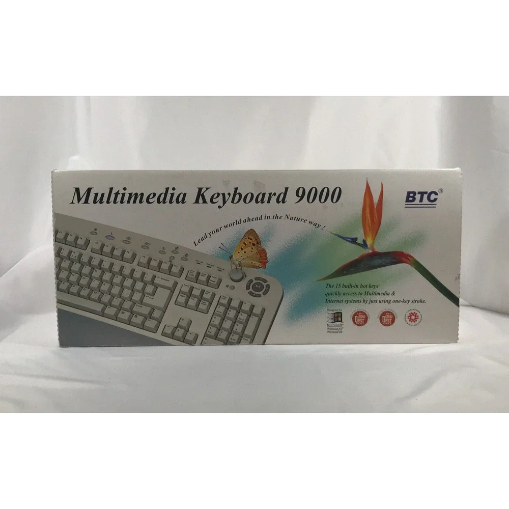 BTC Multimedia Keyboard 9000 Vintage PS/2 Wired Windows 98 95 NT 6000600011